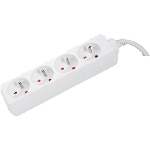 Multiprise 4 prises sans interrupteur blanche - 4,0 m - Image principale