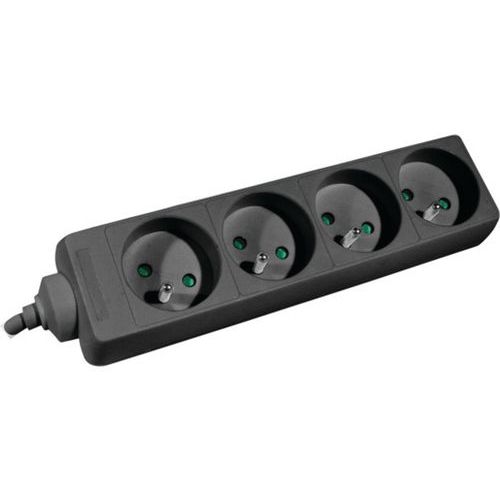 Multiprise 4 prises sans interrupteur noire - 1,5 m - Image principale