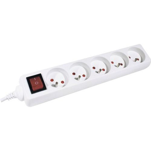 Multiprise 5 prises avec interrupteur blanche - 1,5 m - Image principale
