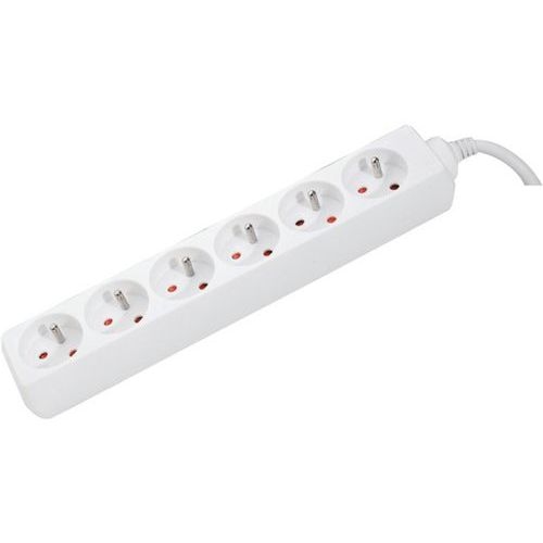 Multiprise 6 prises sans interrupteur blanche - 1,5 m - Image principale