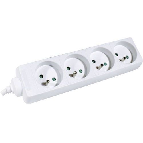 Multiprise 4 prises sans interrupteur blanche - 0,8 m - Image principale