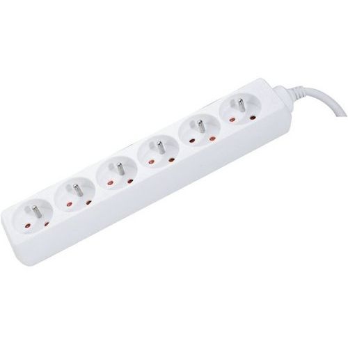 Multiprise 6 prises sans interrupteur blanche - 0,8 m - Image principale