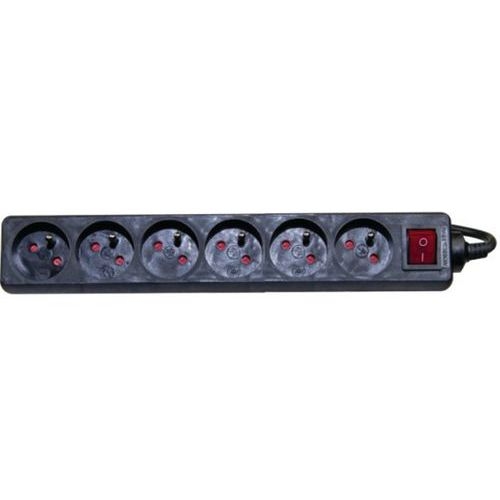 Multiprise 6 prises avec interrupteur noire - 1,5 m - Image principale
