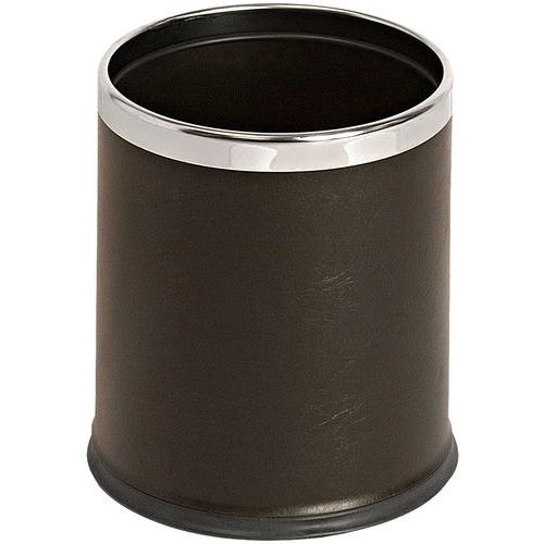 Corbeille à double paroi - aspect cuir 10L, Coloris : Noir - Image principale