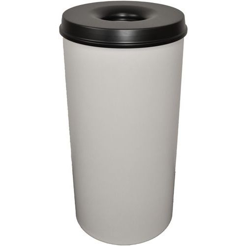 Poubelle à papier anti-feu - 50 L, Couvercle coloris : Noir, Coloris : Gris - Image principale