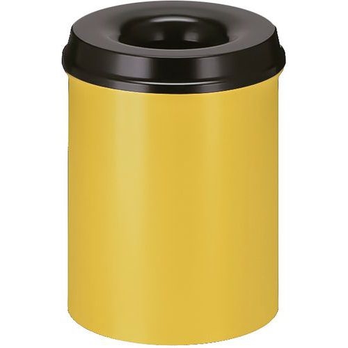 Poubelle à papier anti-feu - 15 L, Couvercle coloris : Noir, Coloris : Jaune - Image principale