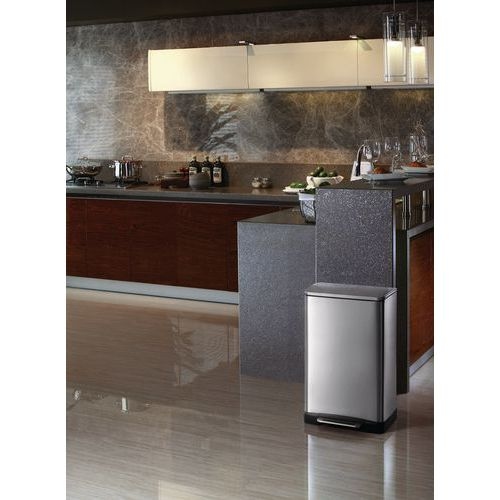 Poubelle à pédale E-Cube rectangulaire-  40 L, Matériau : Inox - Image 2