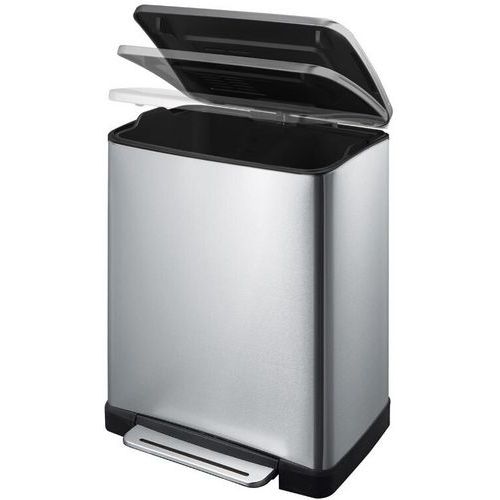Poubelle à pédale E-Cube rectangulaire - 50 L, Matériau : Inox - Image 4