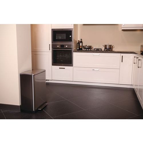 Poubelle à pédale E-Cube rectangulaire - 50 L, Matériau : Inox - Image 5