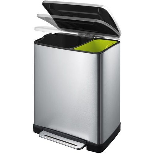 Poubelle à pédale E-Cube Tri-sélectif 10+9 L, Matériau : Inox - Image 6