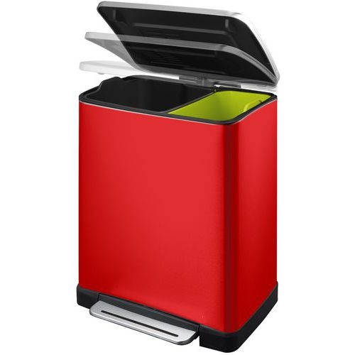 Poubelle à Pédale tri sélectif E-cube 28+18 ltr EKO rouge - Image 2