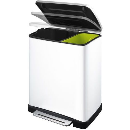 Poubelle à Pédale tri sélectif E-cube 28+18 ltr EKO blanc - Image 6