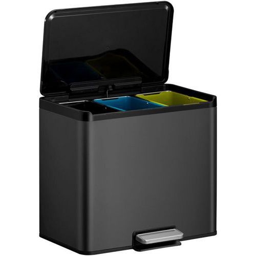 Poubelle à pédale Essential Recycler Step Bin 9+9+9 L Noir - Image 2