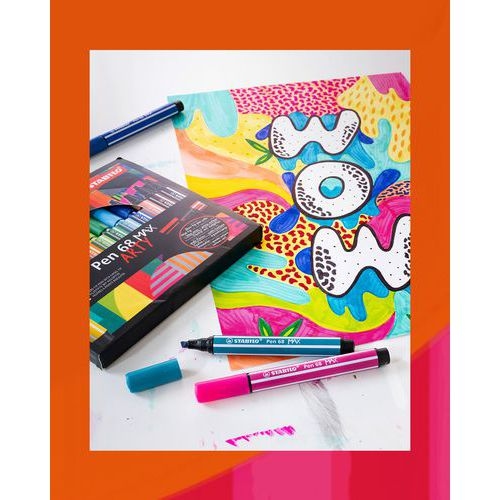 Etui de 12 feutres pointe biseautée STABILO Pen 68 MAX ARTY - Image 2