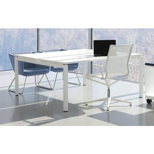 Bureau droit Bench 2 places Inesa Blanc 180 cm - Image 2