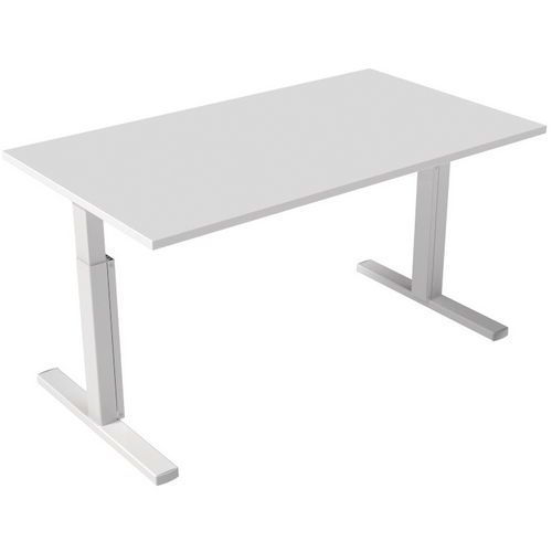 Bureau droit Inesa avec pied réglable en T Blanc 140 cm - Image principale