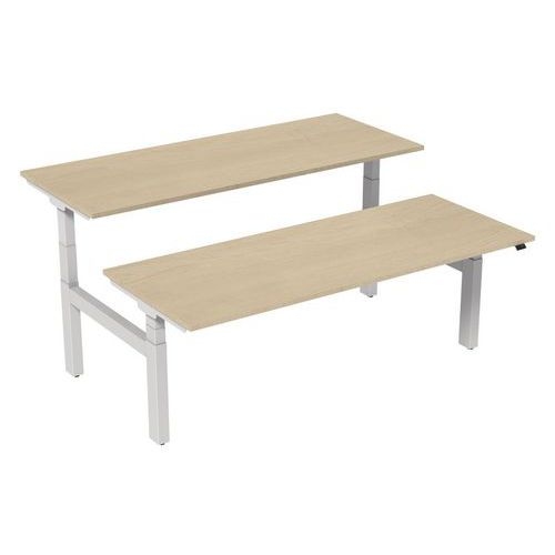 Bureau droit ergo Bench électrique 2 places Kelli Chêne 200 cm - Image principale