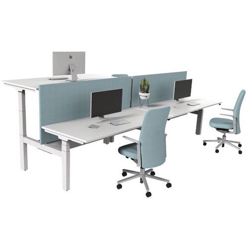 Bureau droit ergo Bench électrique 2 places Kelli Blanc 120 cm - Image 2