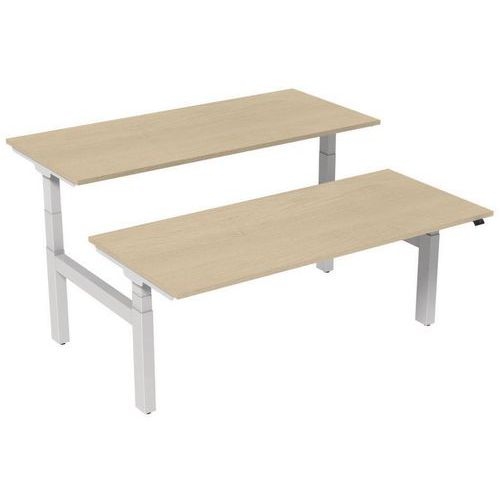 Bureau droit ergo Bench électrique 2 places Kelli Chêne 180 cm - Image principale