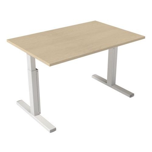 Bureau droit Kelli avec pied en T Chêne 120 cm Manivelle droite - Image principale
