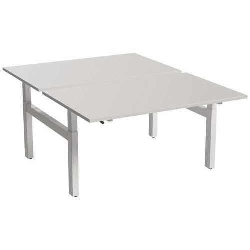Bureau droit ergo Bench à manivelle 2 places pied en H Kelli Blanc 160 cm - Image principale