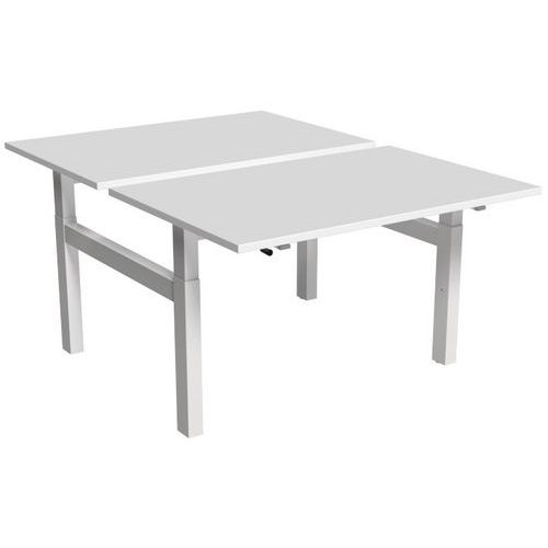Bureau droit ergo Bench à manivelle 2 places pied en H Kelli Blanc 120 cm - Image principale