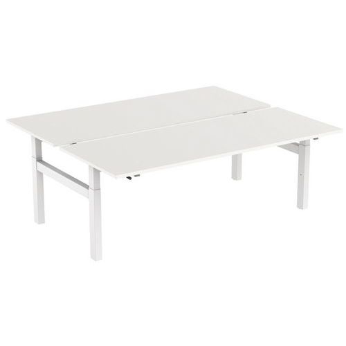 Bureau droit ergonomique Bench à manivelle 2 places piètement en H - Kelli - Image principale