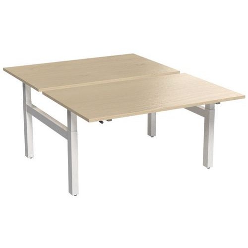 Bureau droit ergonomique Bench à manivelle 2 places piètement en H - Kelli - Image 2
