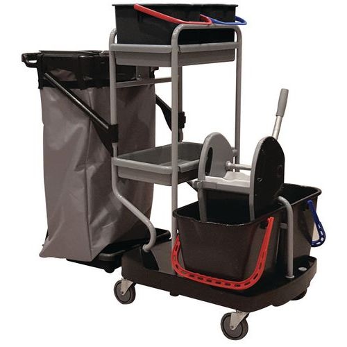 Chariot de nettoyage avec porte-sac - 4 seaux et 1 presse - Image 10
