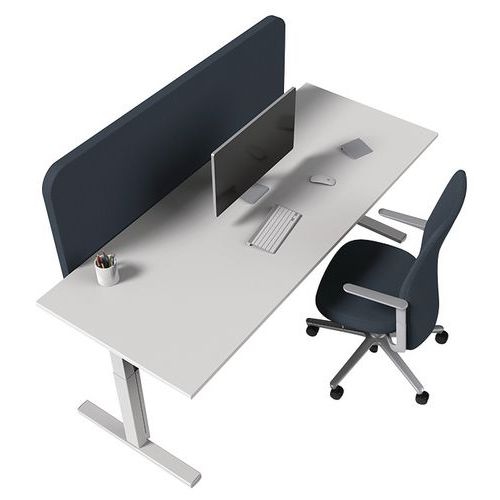Bureau droit Kelli avec pied en T Blanc 160 cm Manivelle droite - Image 2