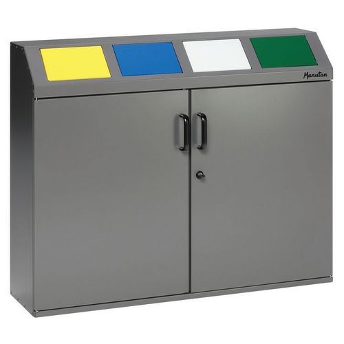 Poubelle tri anti-feu - 60 L - Argent trappe anthracite - Image 2