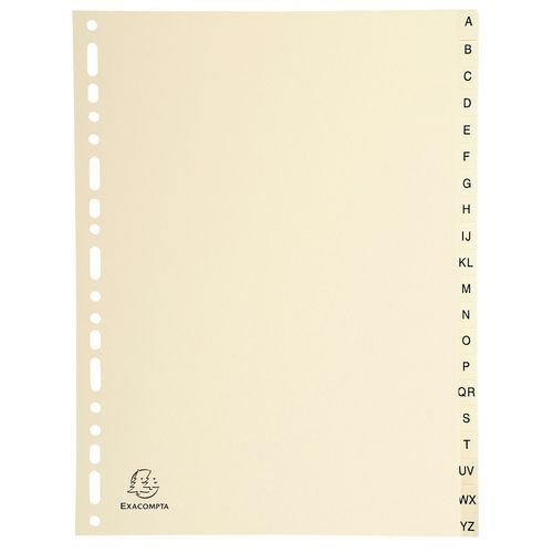 Lot de 10 Intercalaires carte peau 155g 20 positions de a à z A4 - Image principale