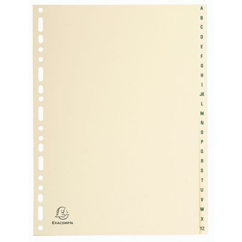 Lot de 10 Intercalaires carte peau 155g 24 positions de a à z A4 - Image principale