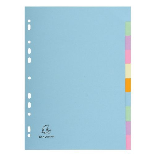 Lot de 25 Intercalaires carte pastel 180g forever 10 positions A4 - Image principale