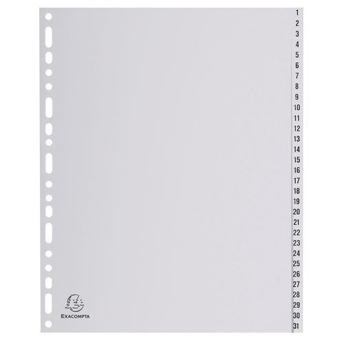 Lot de 5 Intercalaires numériques pp gris 31 positions - a4 maxi - Image principale
