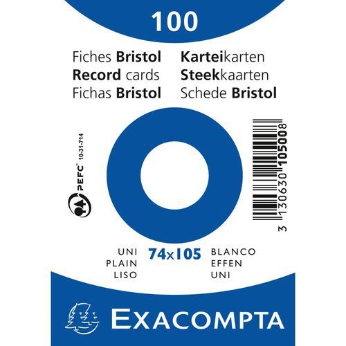Lot de 40 Paquet 100 fiches sous film bristol uni non perforé 74x105mm - Image principale