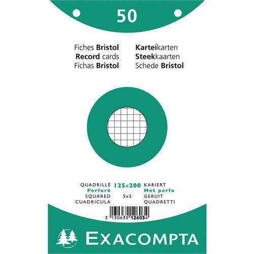 Lot de 24 Paquet 50 fiches sous film quadrillé 5x5 perforé 125x200mm - Image principale