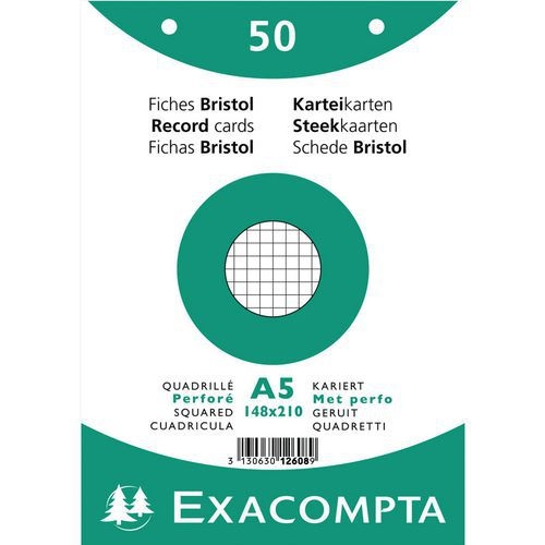 Lot de 20 Paquet 50 fiches sous film quadrillé 5x5 perforé 148x210mm - Image principale