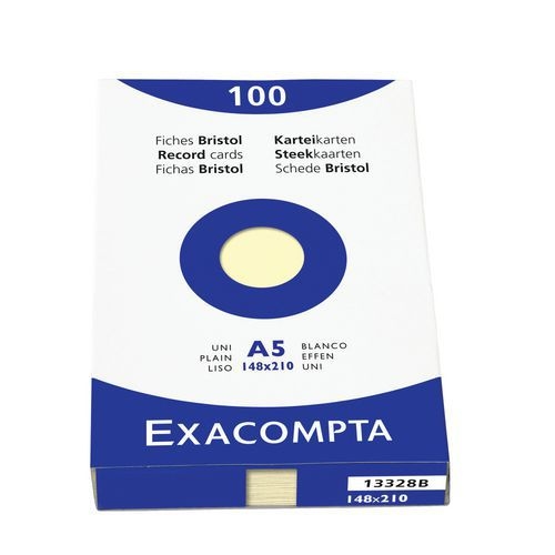 Étui de 100 fichesjaune bristol uni non perforé 148x210mm - Image principale