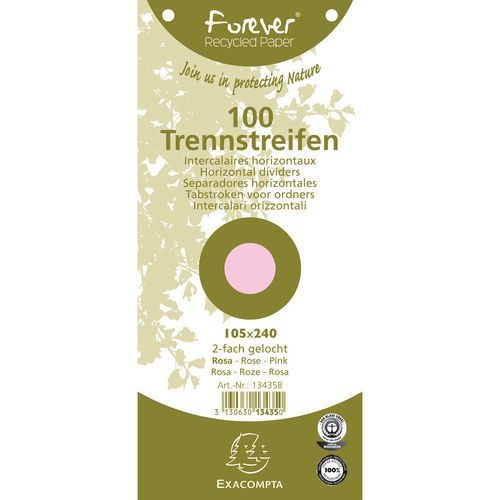 Paquet 100 fiches intercalaires rose forever 105x240mm (lot de 12) - Image principale