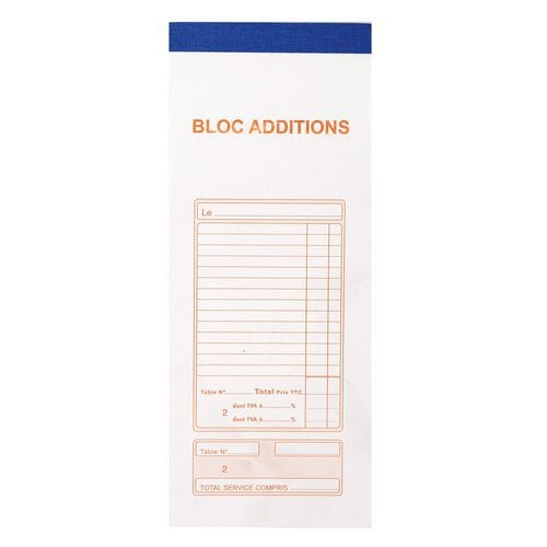 Lot de 10 Bloc addition 50 feuillets autocopiants numérotés 9,1x22,5cm - Image principale