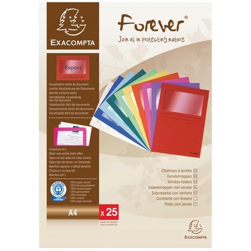 Set de 25 chemises à fenêtre forever 120g/m² 22x31cm vives (set de 16) - Image principale