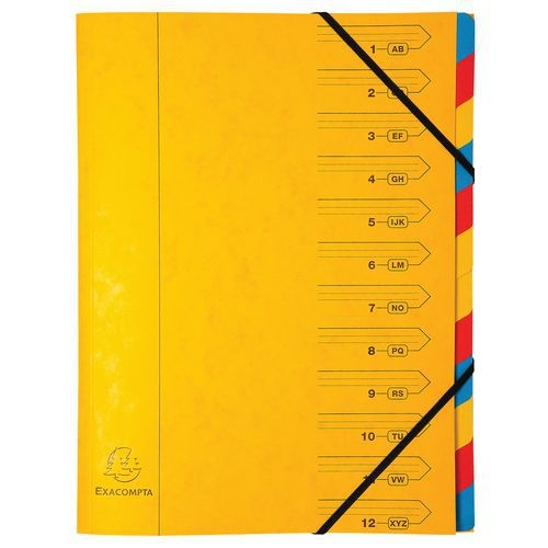 Lot de 8 trieurs agrafé avec élastiques 12 compartiments Jaune - Image principale