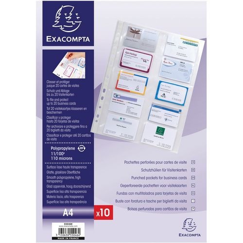 Lot de 10 Sachet de 10 pochettes perforées pour cartes de visite - Image principale