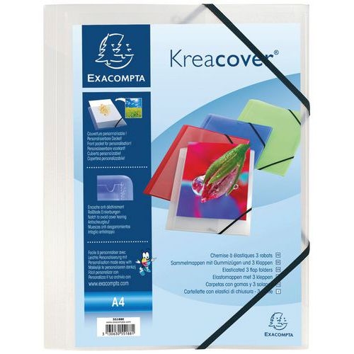 Chemise à élastiques 3 rabats PP opaque krea cover A4 - Image 3