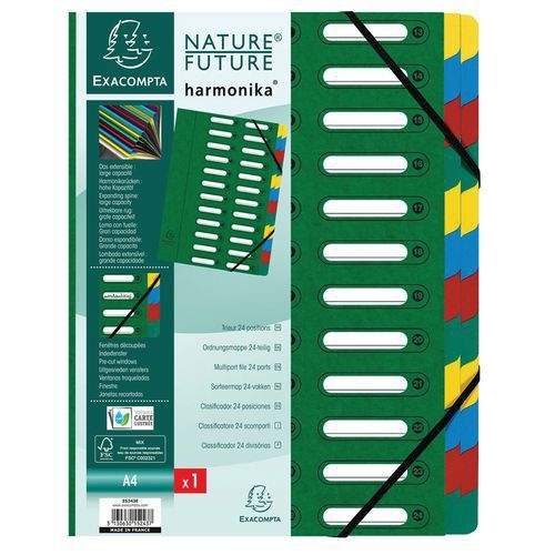 Lot de 4 trieurs harmonica® à fenêtres 24 compartiments Vert - Image principale