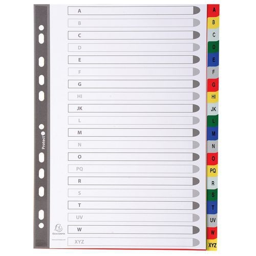 Lot de 20 Intercalaires alphabétiques pp couleurs 12/100 az A4 - Image principale