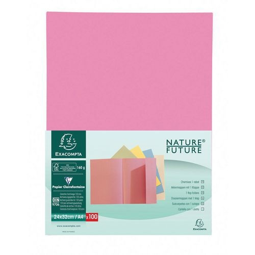 Lot de 5 paquets 100 chemises 1 rabat super 180 - 24x32cm Rose - Image principale