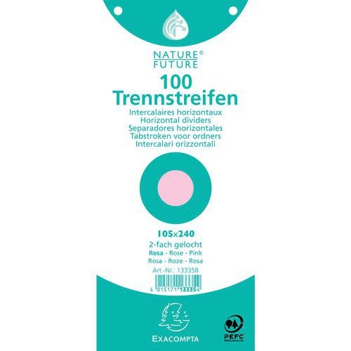 Lot de 12 paquets 100 fiches intercalaires  perforées - 105x240mm Rose - Image principale