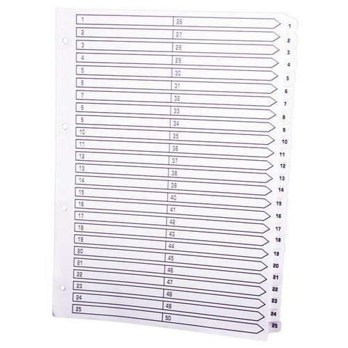 Lot de 4 Intercalaires à touches plastifiées - 50 touches 1 à 50 A4 - Image principale